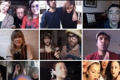 "Hidraulinio skaldymo saugumas nėra įrodytas", - teigia "Gazpromo" agentai, užsimaskavę po Yoko Ono ir kitų žinomų muzikantų kaukėmis.