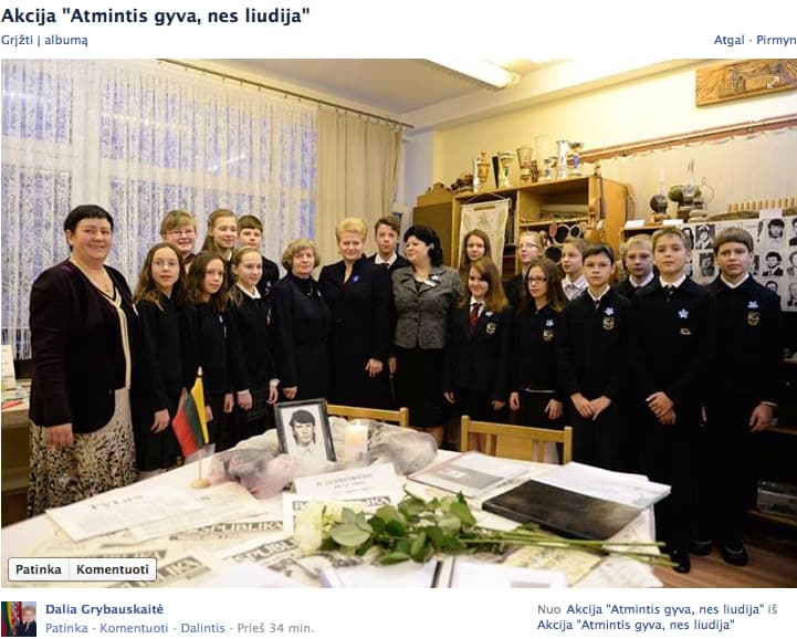 On the morning of the 13th of January, Lithuanian President Dalia Grybauskaite shared a photo with children on her personal Facebook page