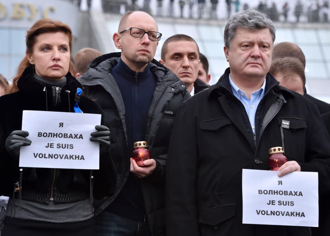 Ukrainos vadovas O. Porošenka (dešinėje).