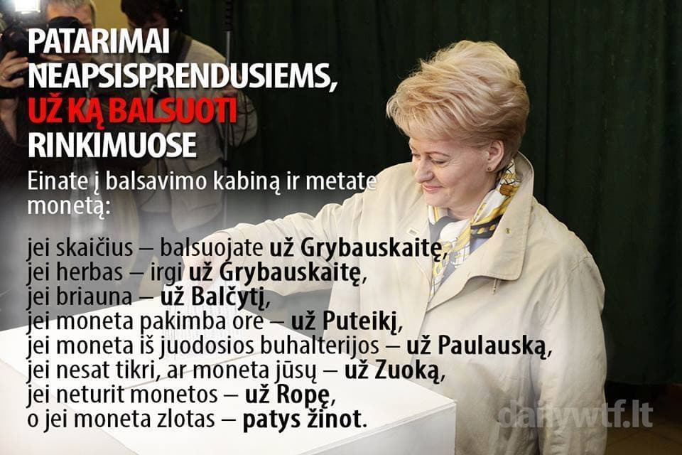 Internete platinama atmintinė, skirta neapsisprendusiems už ką balsuoti