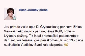 Konservatorės R. Juknevičienės pranešimas „facebook“