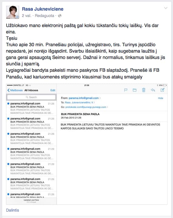 Teroristinės Rusijos kibernetiniai kariai atakavo Lietuvos Seimo narių elektroninius paštus