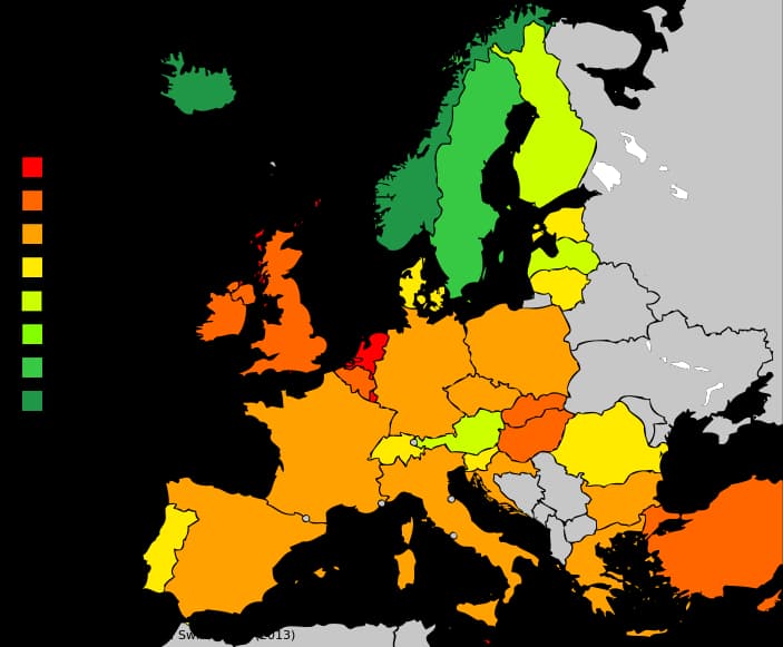 AEI dalis Europos energetikoje 2013 m.