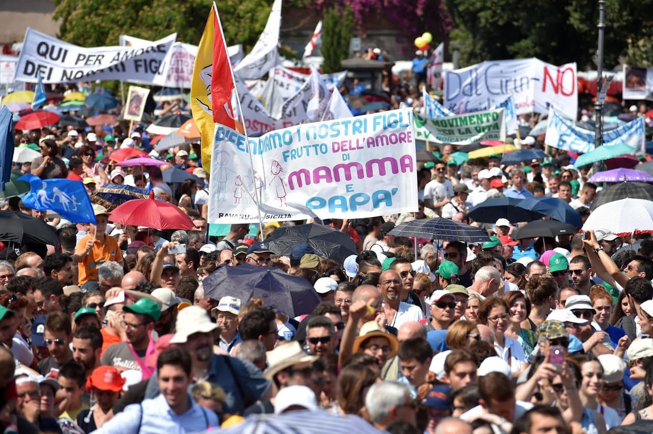 Romoje Šeimos dieną, sausio 23-iąją, vyko demonstracija prieš VLCP, kurioje dalyvavo tūkstančiai šio europietiško reiškinio oponentų.