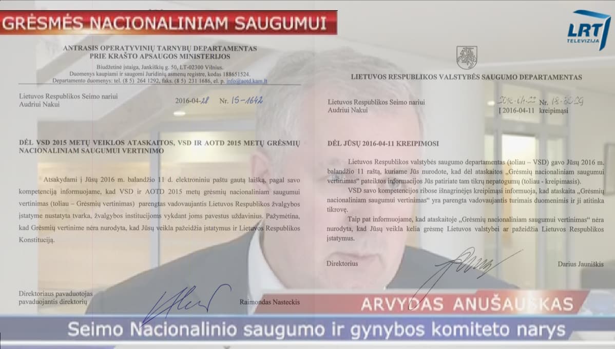 Specialiosios tarnybos: Seimo nario A. Nako veikla nekelia grėsmės Lietuvos valstybei ir įstatymų nepažeidžia