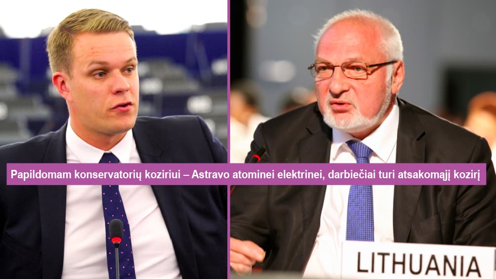 Konservatorių rinkiminiam koziriui Astravo atominei elektrinei, darbiečiai turi atsakomąjį kozirį – bekompromisę kovą prieš pabėgėlių invaziją į Lietuvą. Nuotraukose konservatorių lyderis G. Landsbergis (kairėje) ir darbieičų lyderis V. Mazuronis.
