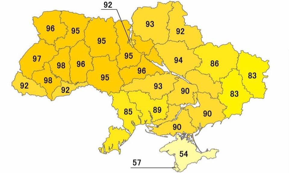 Paviešintas žemėlapis, kuri įrodo, kad Krymo gyventojai nori būti Ukrainos sudėtyje