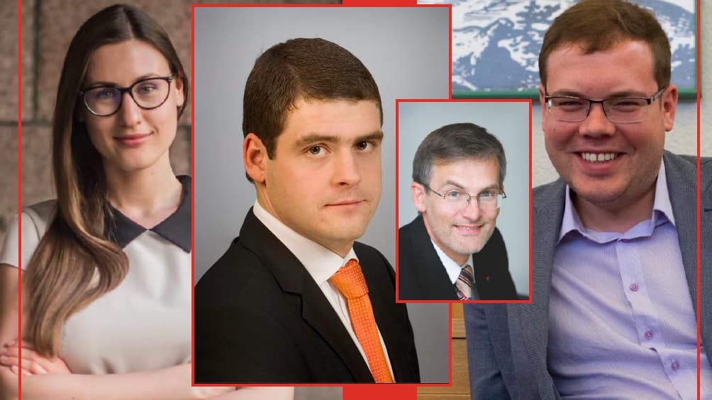 Tarp jaunų politikų senoliai (antras iš dešinės Julius Sabatauskas) atrodo komiškai. Nuotr. koliažo autorė L. Kazlauskienė.