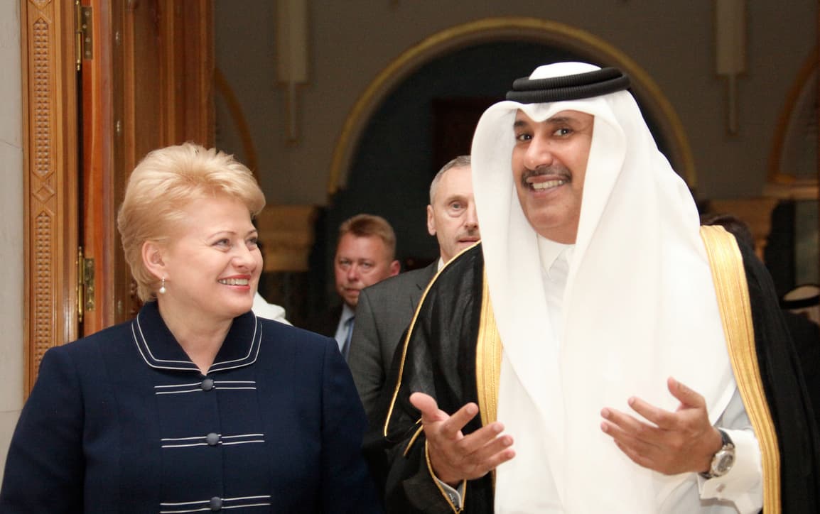 Prezidentės susitikimas su Kataro premjeru ir užsienio reikalų ministru šeichu Hamad bin Jassem bin Jaber bin Muhammad Al-Thani. Nuotr. prezidentas.lt