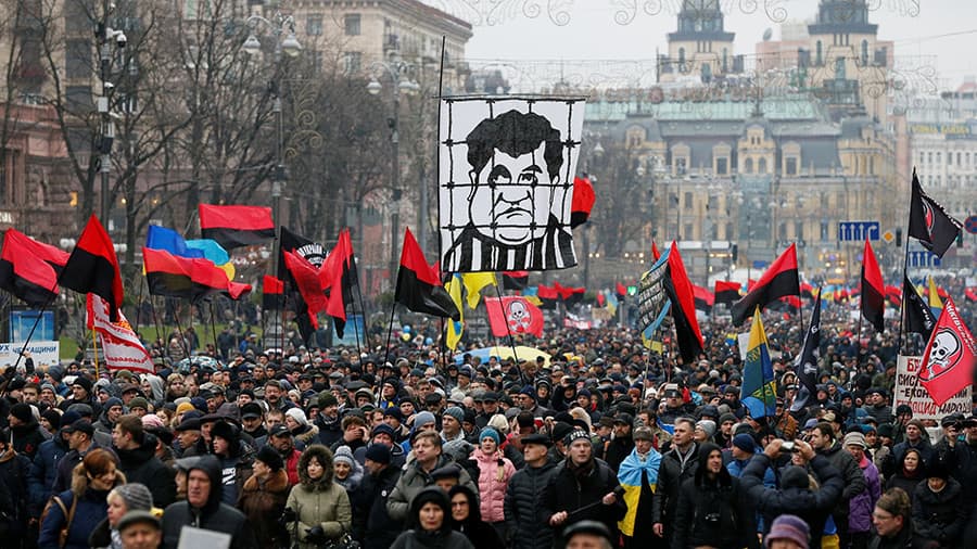 Tūkstančiai M. Saakašvilio šalininkų proteste Kijeve reikalavo Ukrainos prezidento apkaltos