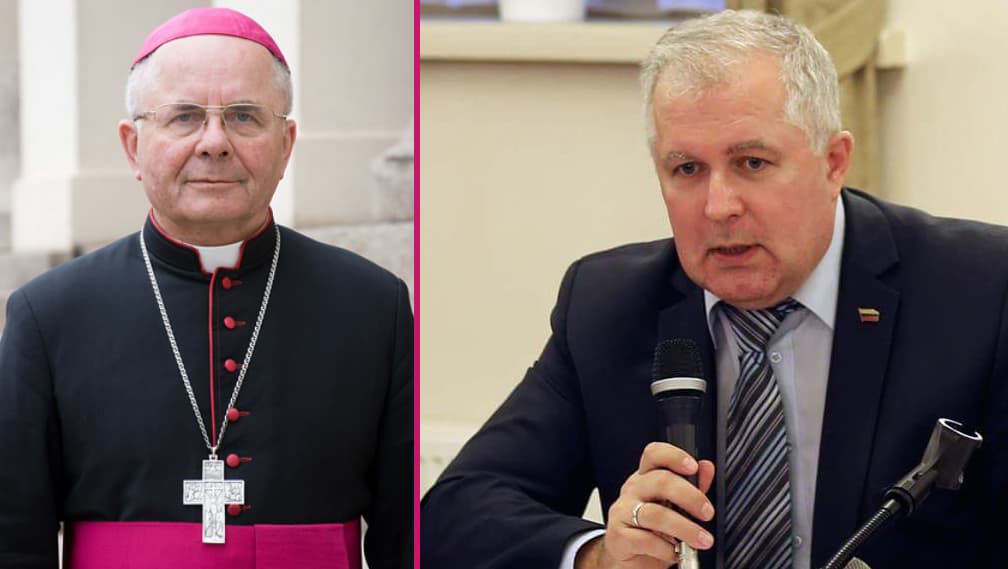 S. Tamkevičius (kairėje) ir konservatorius A. Anušauskas.