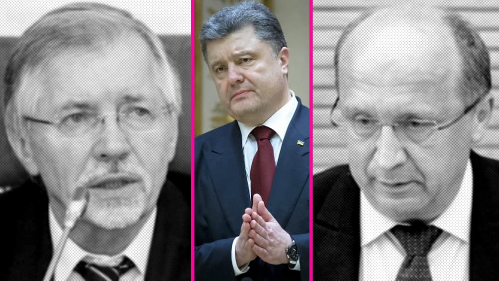 Socilademokratas Gediminas Kirkilas, Ukrainos prezidentas, milijardierius Petro Porošenka ir konservatorius Andrius Kubilius.