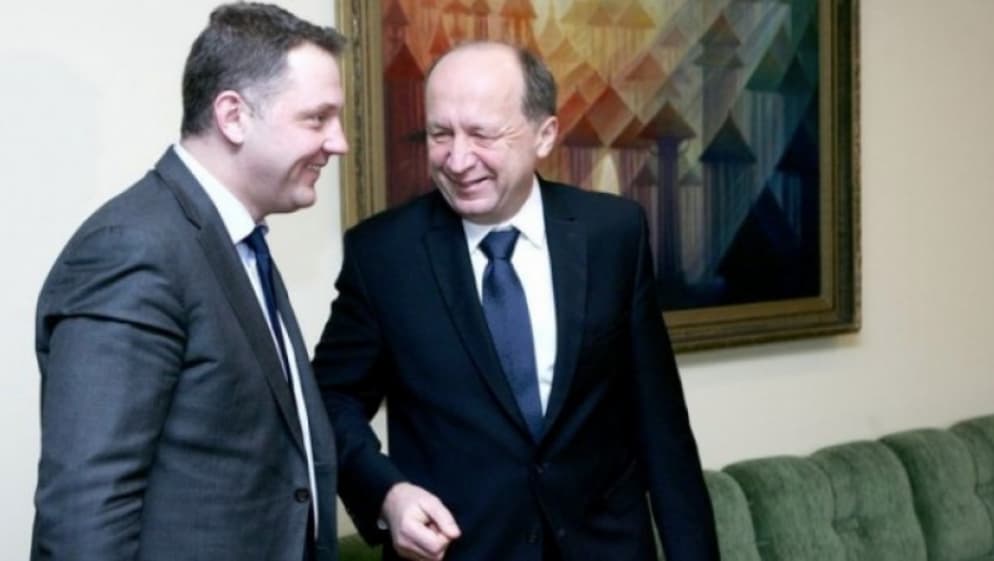 Buvę bendražygiai: liberalas E. Masiulis ir konservatorius A. Kubilius.