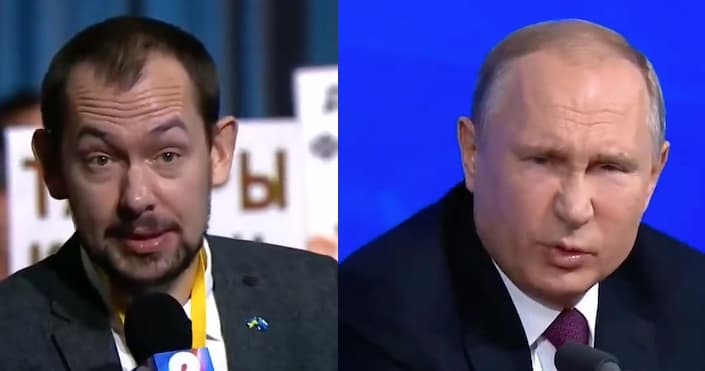 Rusijos prezidentas Vladimiras Putinas pabūgo Ukrainos žurnalisto klausimo