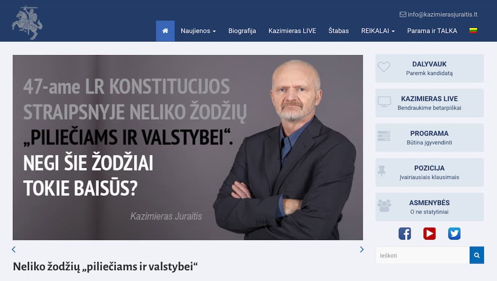 Startavo K. Juraičio internetinis tinklalapis: metas pradėti veikti ir išlaisvinti savo mąstymą