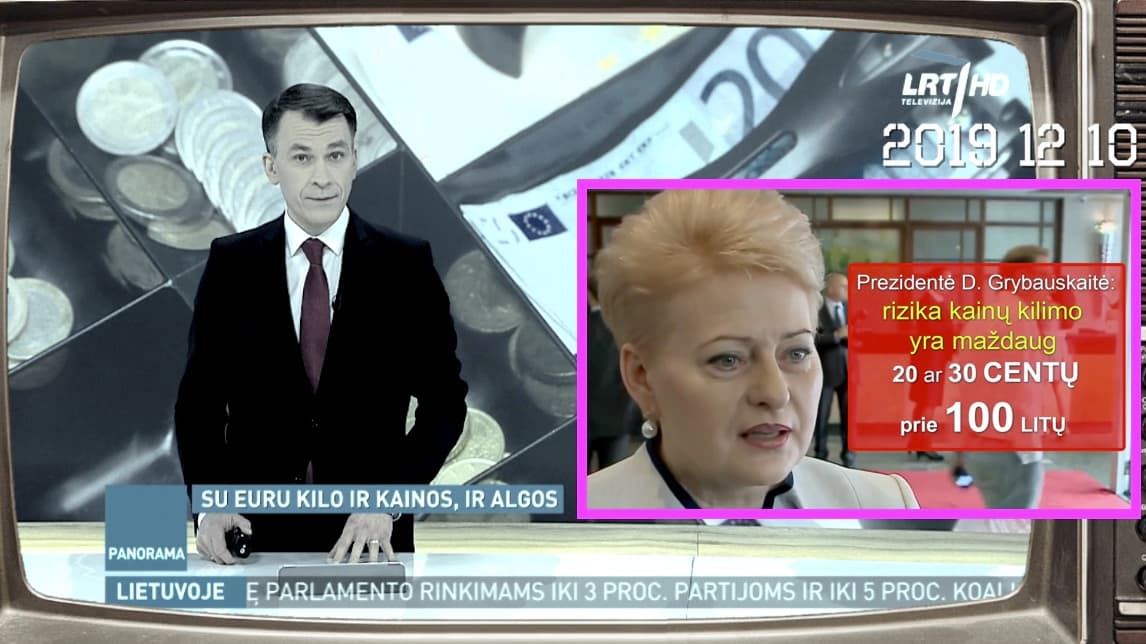 Valstybinis transliuotojas: įvedus eurą prekių kainos išaugo dešimtadaliu