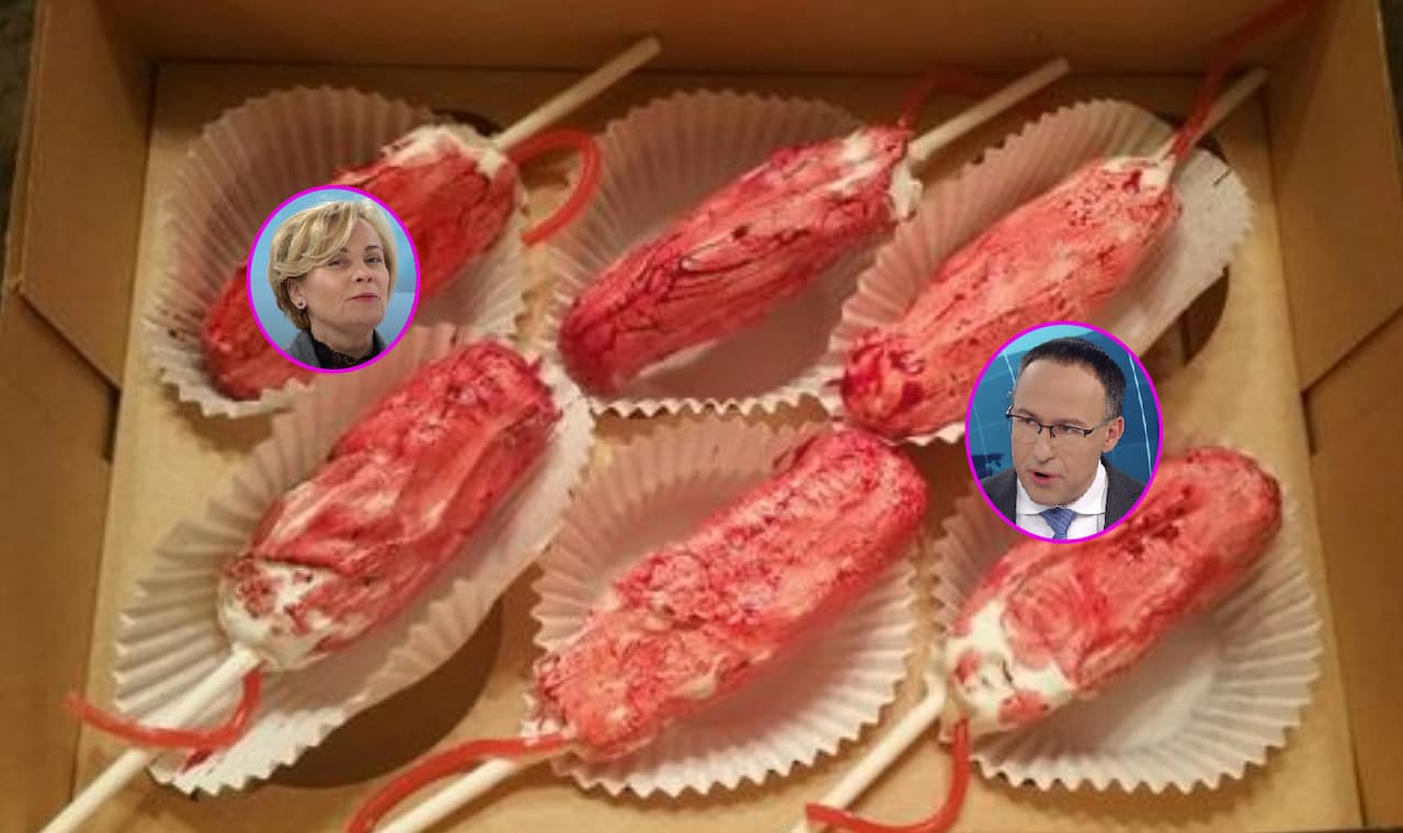 Tarp dekoratyvinių tamponų violetiniais apskritimais pažymėtos galvutės: R. Juknevičienės (kairėje), V. Laučiaus (dešinėje).