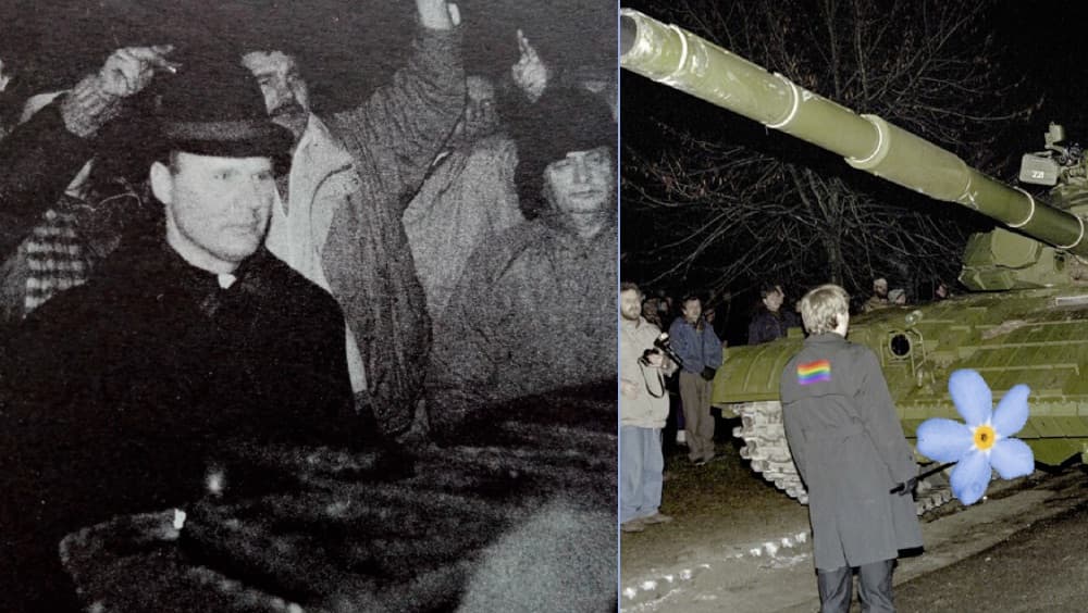 SAUSIO 13 Laisvės gynėjai. Dvi nuotraukos iš Sausio 13 įvykių atminties