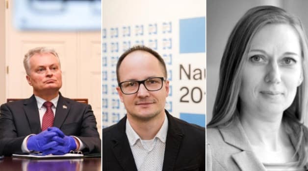 Kalbama apie G. Nausėdos vyriausiąjį patarėją Aistį Zabarauską ir jo patarėją teisės klausimais, teisės „mokslų daktarę“ Vidą Petrylaitę (nuotr. viršuje).
