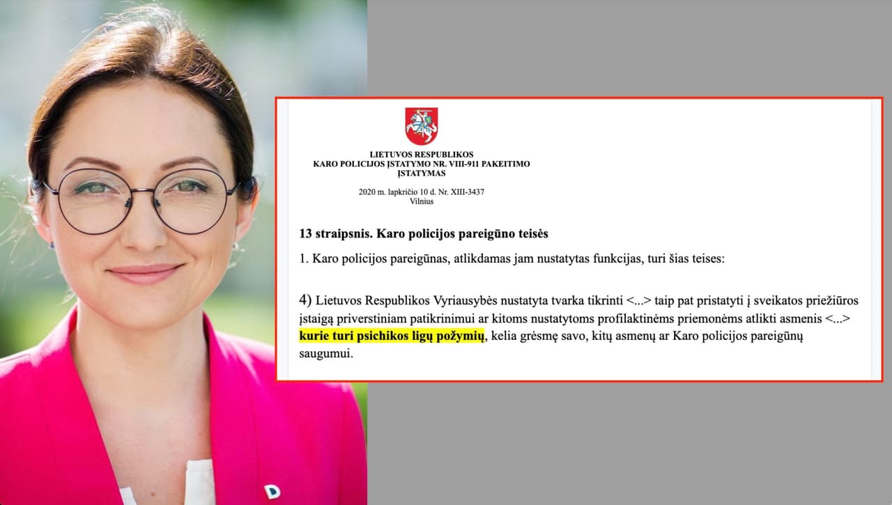 Delfi.lt vyr. redaktorė Rasa Lukaitytė-Vnarauskienė (kairėje) mėgsta domėtis skiepais ir komentarais internete, Dešinėje - vienas įstabaus Karo policijos įstatymo fragmentas.