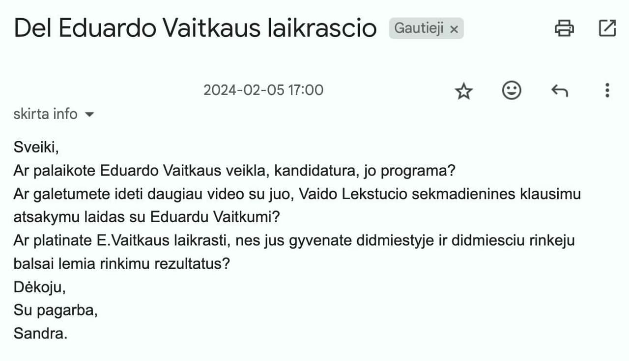 Atsakymai į Sandros klausimus