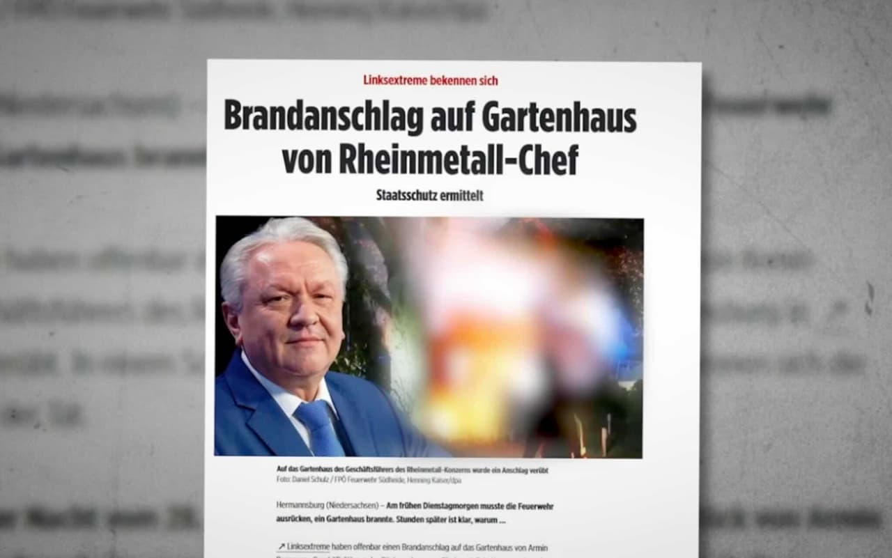 Sudegintas Vokietijos bombų gamintojo „Rheinmetall“ vadovo sodo namelis