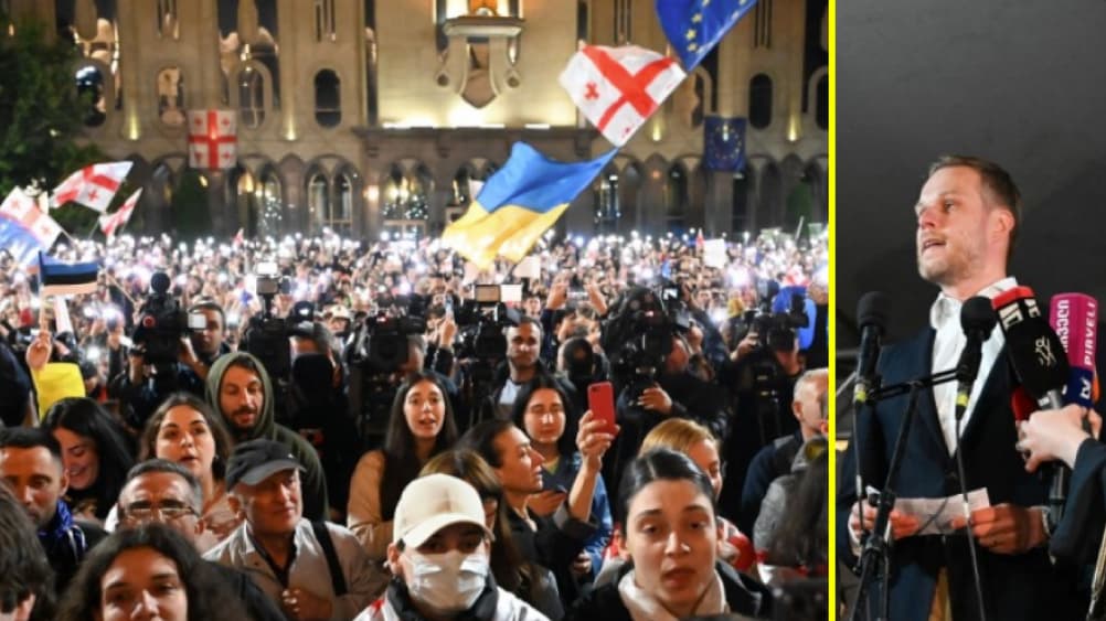 Karveliečiai (buvę gruzinai - ekspertai.eu past.) sulaikę kvapo Tbilisio centre klausėsi revoliucinės Lietuvos politikos lyderio Gabrieliaus Landsbergio kalbos.