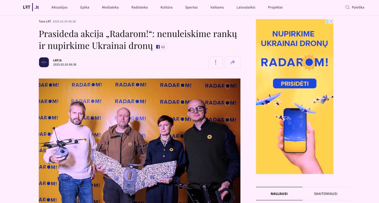 Pagaliau vėl startavo legendinė RADAROM – akcija artinanti mūsų pergalę mūsų kare Ukrainoje