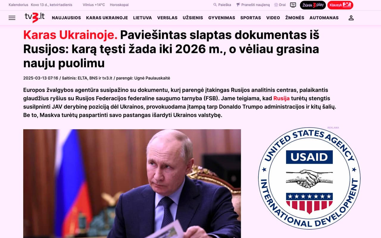 Paviešintas slaptas Putino planas