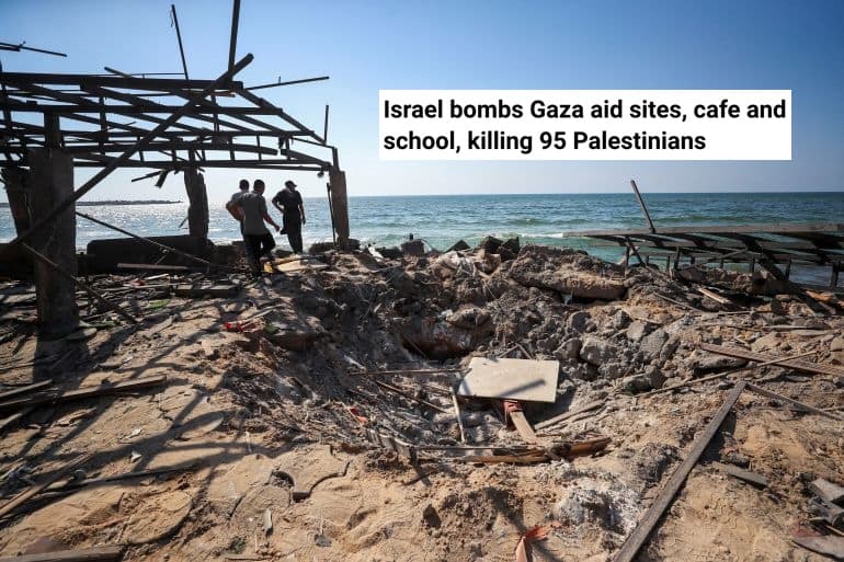 Izraelis atakuoja Gazos pagalbos teikimo vietas, subombardavo kavinę ir mokyklą, žuvo 95 palestiniečiai