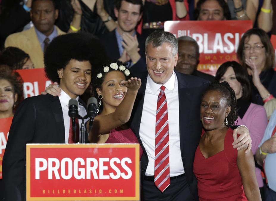 Niujorko mero Billo de Blasio šeima Blasio - sūnus Dante, duktė Chiara, žmona Chirlane