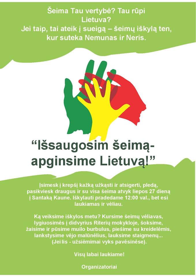 Rengiama iškyla „Išsaugosime šeimą – apginsime Lietuvą!“
