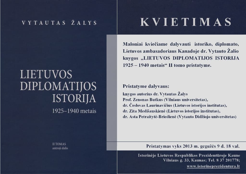 Kvietimas į V. Žalio knygos pristatymą