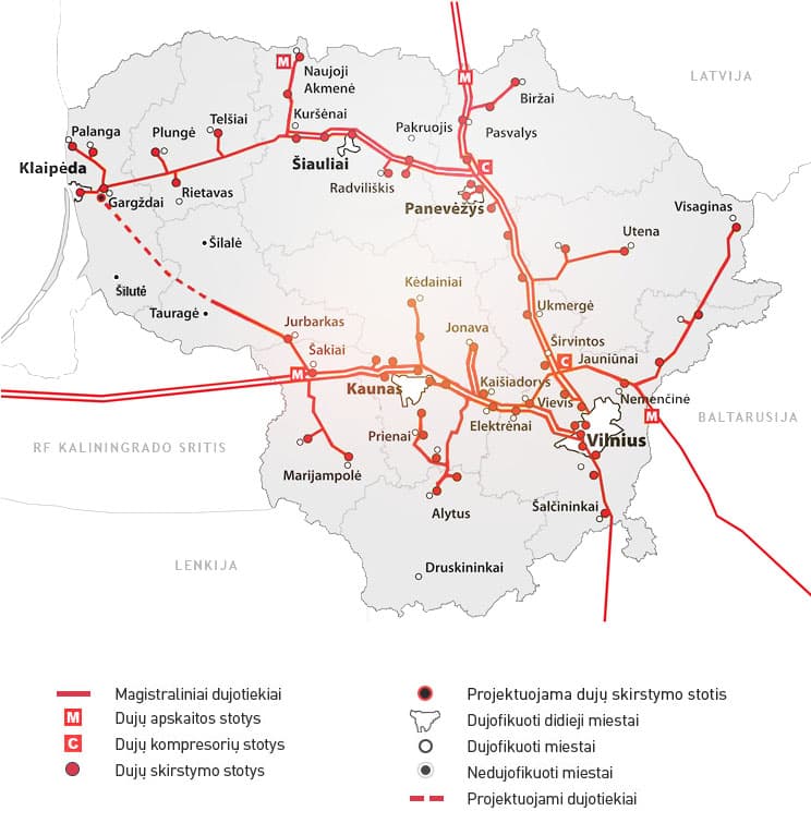 Lietuvos dujų perdavimo sistema. Paveikslėlis iš „ambergrid.lt“
