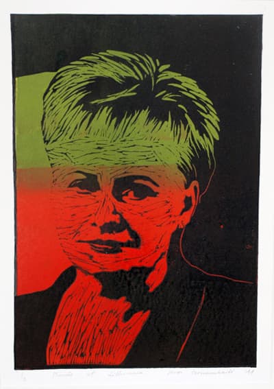 Ievos Černauskaitės (g. 1994) linoraižinys iš ciklo „Lietuvos nuotaikos“