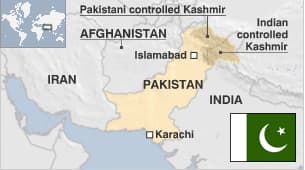 Pakistano žemėlapis. Bbc.co.uk iliustracija